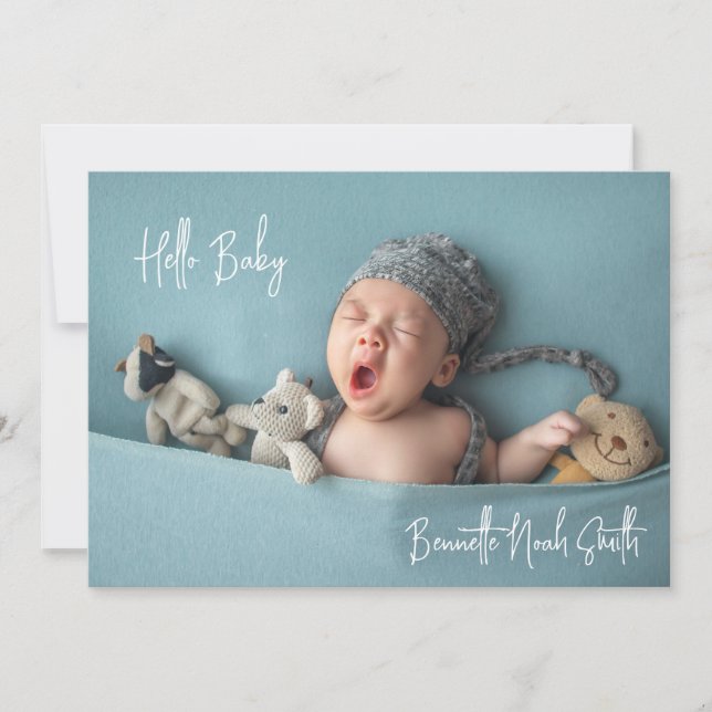 Simple Newborn Photo Elegant Hello Baby Birth Announcement (Front)