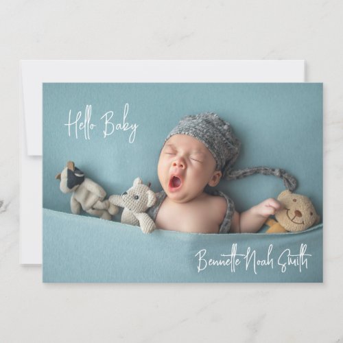Simple Newborn Photo Elegant Hello Baby Birth Announcement