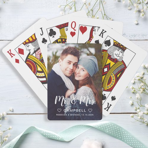 Simple Newlywed Photo Wedding Favor Playing Cards