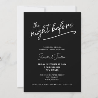 Simple Night Before Wedding Rehearsal Dinner Invitation