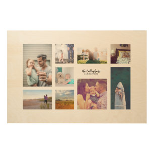 Simple Nine Photo Custom Wood Print Gift