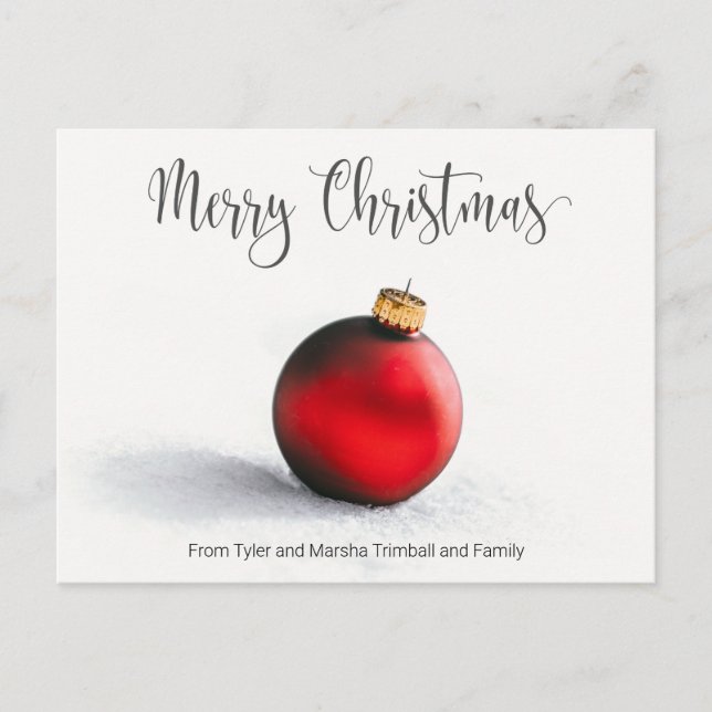 Simple No Photo Personalized Christmas Postcard (Front)