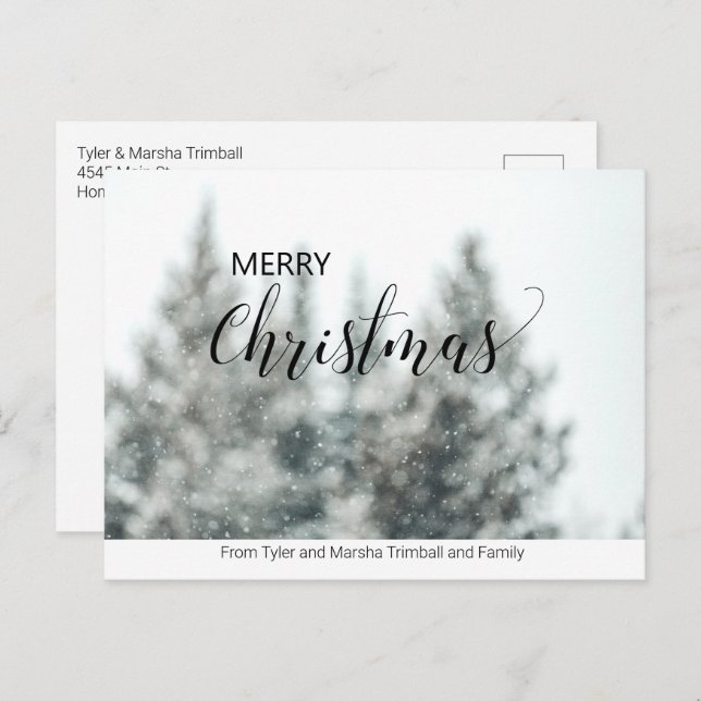 Simple No Photo Personalized Christmas Postcard (Front/Back)