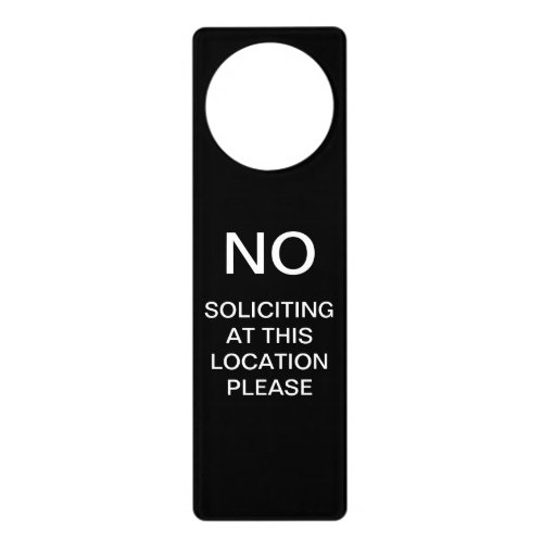 Simple no soliciting door knob hanger