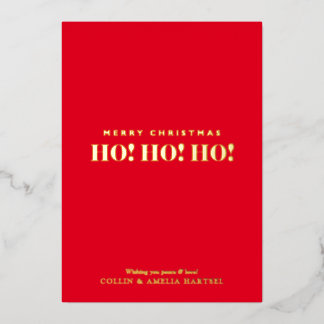 Simple Non-Photo Ho! Ho! Ho! Foil Holiday Card
