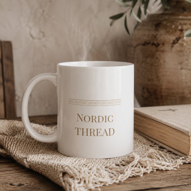 Simple Nordic Thread Classic Mug, 11 oz Coffee Mug (Simple gold thread styling designed for neutral kitchens and relaxed desk spaces)