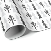 Simple Nordic Trees | Black White Christmas Wrapping Paper (Roll Corner)
