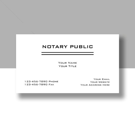 Customizable Simple Notary Business Cards