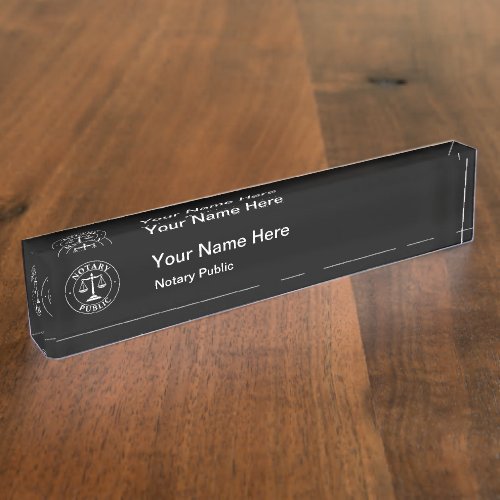 Simple Notary Public Logo Acrylic Desk Nameplate