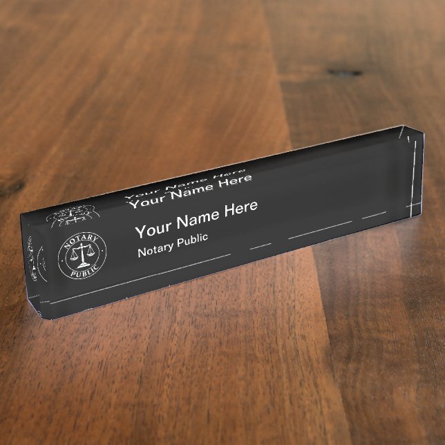 Simple Notary Public Logo Acrylic Desk Nameplate (Side)