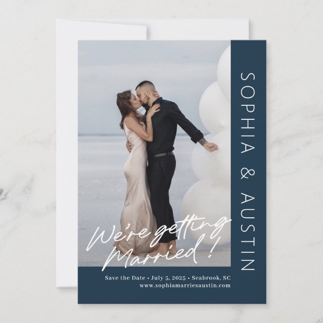 Simple Note Editable Color Save The Date Card (Front)