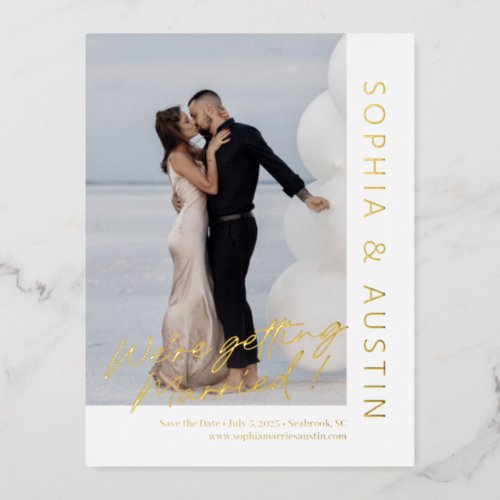 Simple Note FOIL Wedding Save The Date Postcard