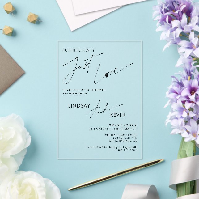 Simple Nothing Fancy Elopement Reception Acrylic Invitations (Insitu (Wedding))