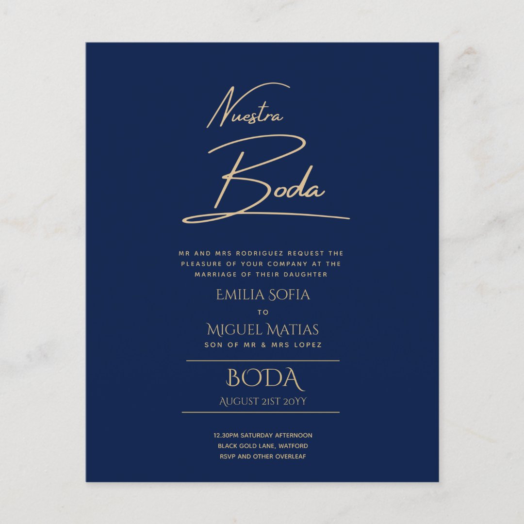 Simple Nuestra BODA Spanish Wedding Text Only Inv | Zazzle