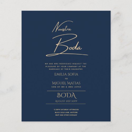 Simple Nuestra BODA Spanish Wedding Text Only Inv Flyer