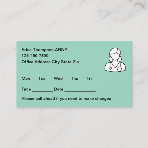 Simple Nurse Practitioner Appointment Cards
