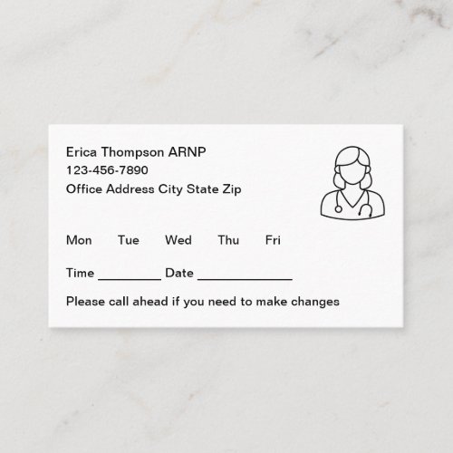 Simple Nurse Practitioner Appointment Cards