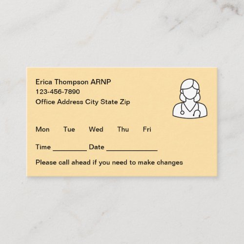 Simple Nurse Practitioner Appointment Cards