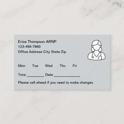 Simple Nurse Practitioner Appointment Cards
