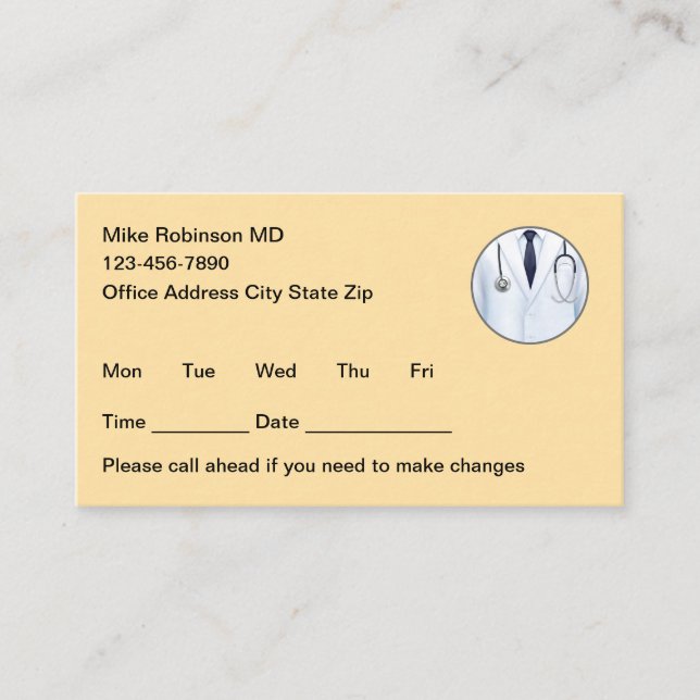 Simple Nurse Practitioner Appointment Cards (Front)