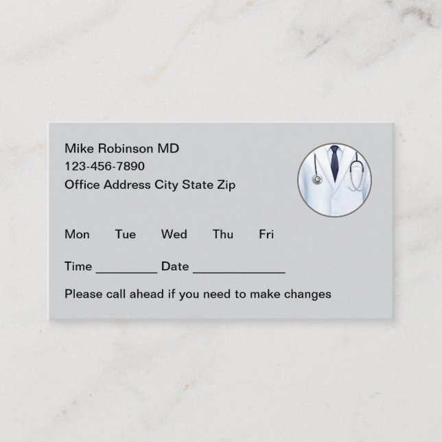 Simple Nurse Practitioner Appointment Cards (Front)