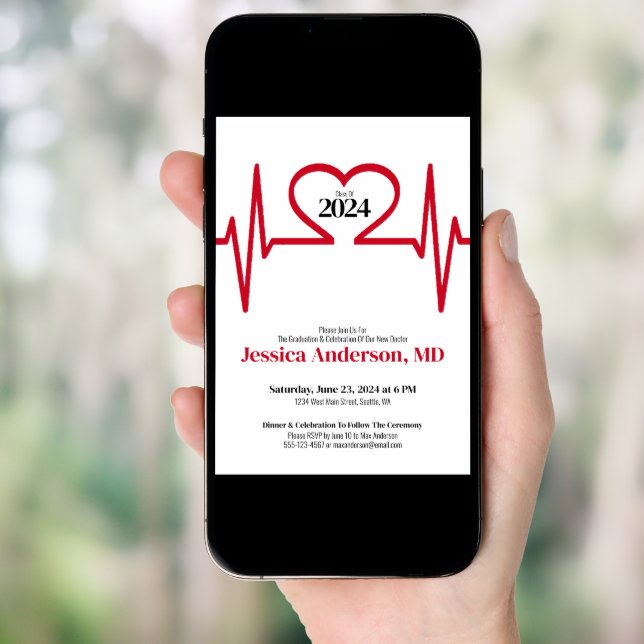 Simple Nursing Doctor Medical School Graduation Invitation (Front Digital)