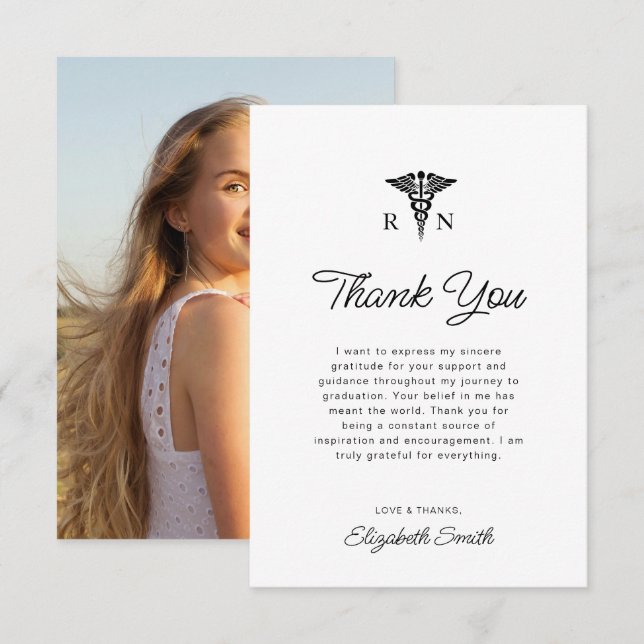 simple nursing graduation thank you card (Front/Back)