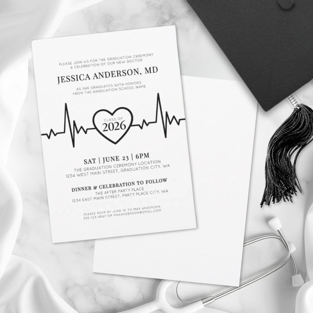 Simple Nursing Medical School Graduation Invitation (Simple Doctor Medical Nursing School Graduation Invitation)