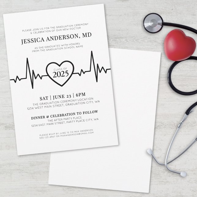 Simple Nursing Medical School Graduation Invitation (Simple Doctor Medical Nursing School Graduation Invitation)