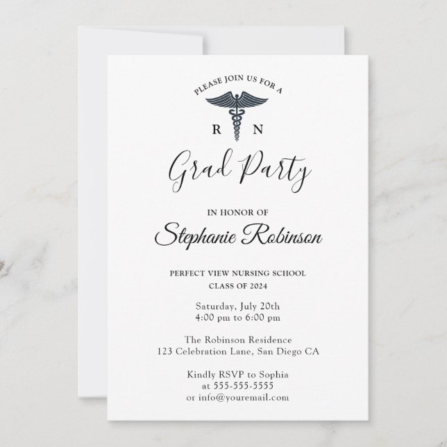 Simple Nursing School Graduation Modern Invitation (Front)