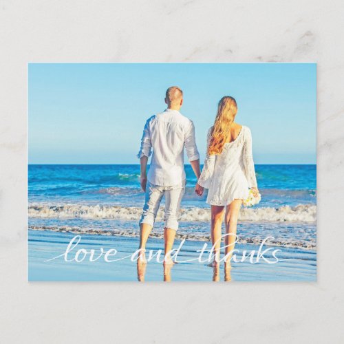 Simple Ocean Beach Couple Love and Thanks Postcard