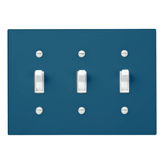 Simple Ocean Blue Authority® 3 Toggle Light Switch Cover (In Situ)