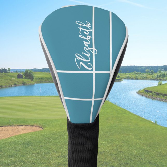 Simple ocean blue minimalist custom name ladies  golf head cover (Creator Uploaded)