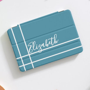 Simple ocean blue minimalist custom name ladies  iPad mini cover