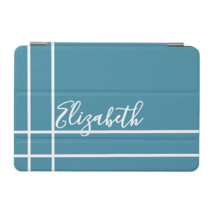 Simple ocean blue minimalist custom name ladies iPad mini cover