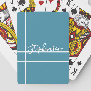 Simple ocean blue minimalist custom name poker cards