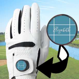 Simple ocean blue minimalist custom name womens golf glove
