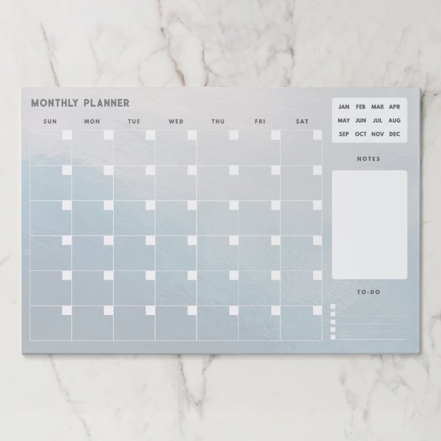 Simple ocean gradient Monthly Planner Paper Pad (Front)