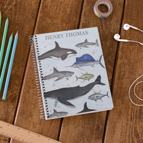 Simple Ocean Marine Animals Cute Whimsical Sea Notebook