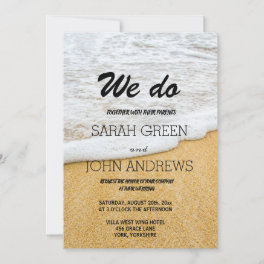 Simple Ocean Sand Beach Seaside Wedding Invitation