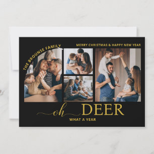 Simple Oh Deer What a Year Photo Collage Christmas Card