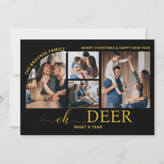 Simple Oh Deer What a Year Photo Collage Christmas Card