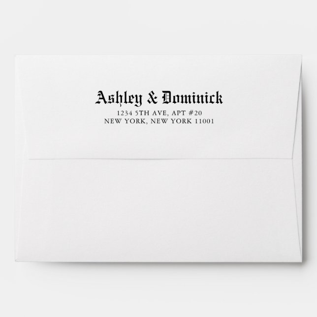Simple Old English Gothic Wedding Invitation Envelope (Back (Top Flap))