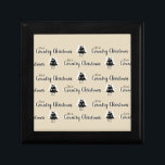 Simple Old Fashioned Beige Country Christmas Gift Box<br><div class="desc">Simple Old Fashioned Beige Country Christmas Gift Box. In black with white shading: Christmas trees in pots with old fashioned candles,  and the words "It's a Country Christmas" in two types of typography.</div>