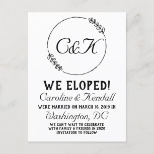 Simple olive branch elopement postcard
