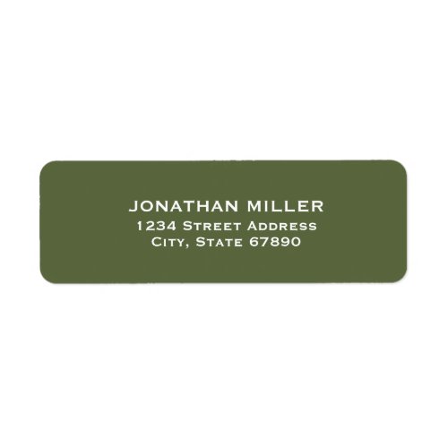 Simple Olive Green and White Return Address Label