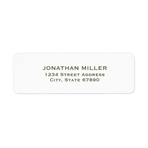 Simple Olive Green and White Return Address Label