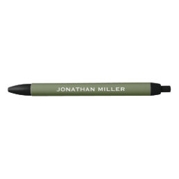 Simple Olive Green and White Typographic Black Ink Pen