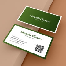 Simple Olive Green Border Script QR Code