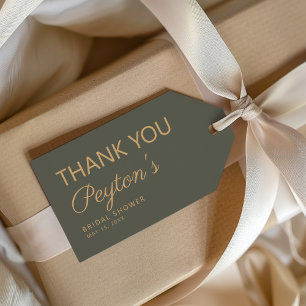 Simple Olive Green Bridal Shower Thank You Gift Tags